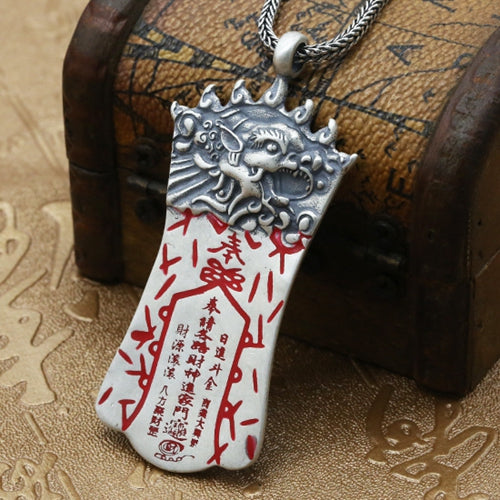 Real 925 Sterling Silver Pendant Mythical Animal Buddhism Amulet Jewelry