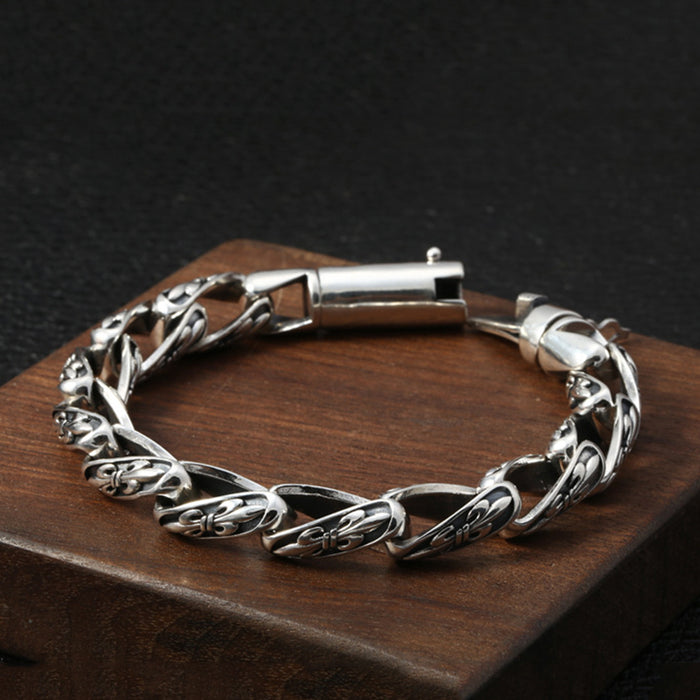 Men's Real Solid 925 Sterling Silver Bracelet Miami Cuban Chain Anchor Punk Jewelry 8.3"