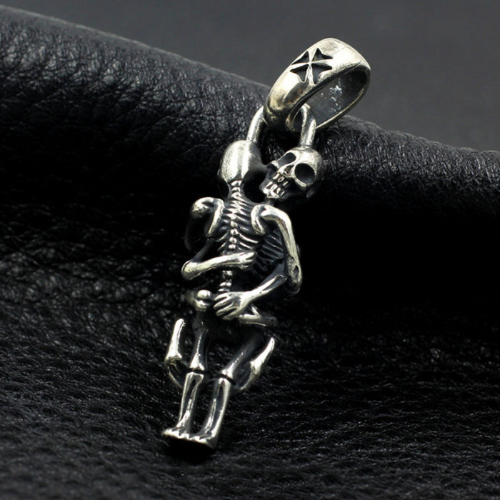 Men's Women's Real Solid 925 Sterling Silver Pendants Skull Cross Skeleton