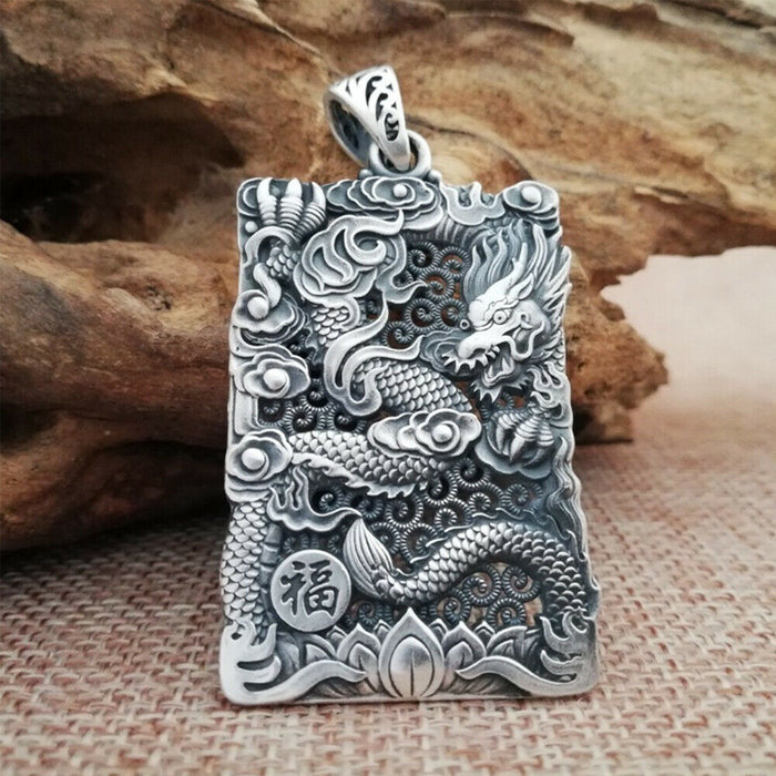 Men's Real Solid 999 Sterling Silver Pendants Jewelry Dragon Animal Fashion