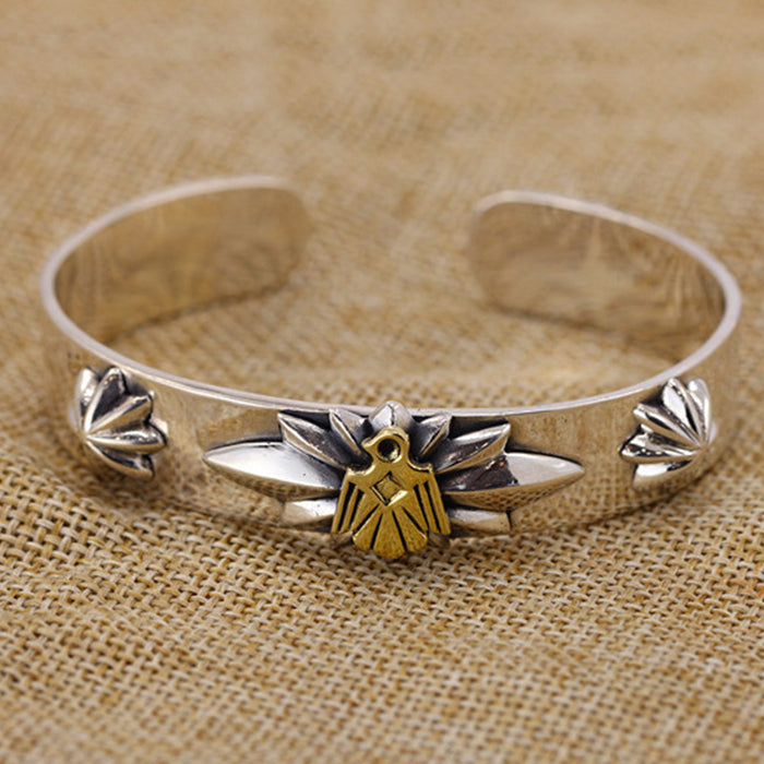 Real Solid 925 Sterling Silver Cuff Bracelet Bangle Animals Bird Flowers Fashion Punk Jewelry