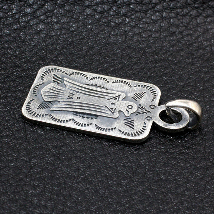 Men's Womens Real Solid 925 Sterling Silver Pendants Bird Animal Rectangle
