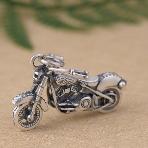 Real Pure 990 Sterling Silver Pendant Motorcycle Skull