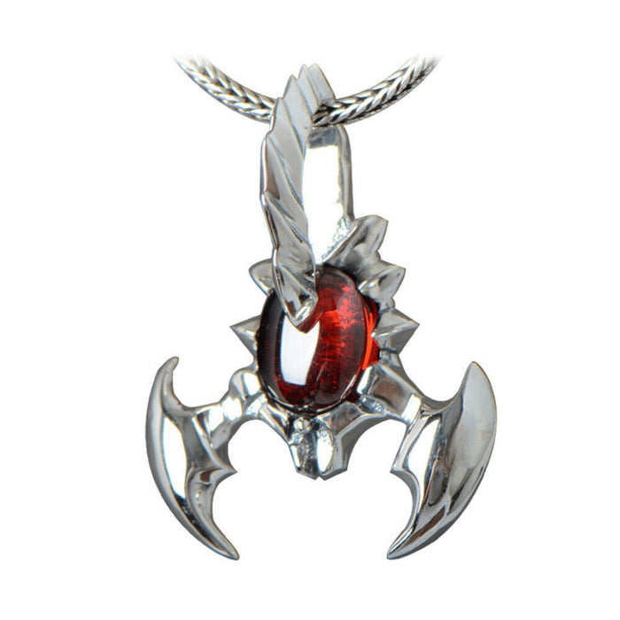 Men's Real Solid 925 Sterling Silver Garnet Pendants Animal Scorpion Jewelry