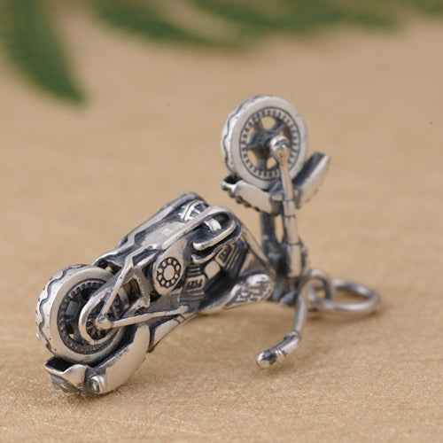 Real Pure 990 Sterling Silver Pendant Motorcycle Skull