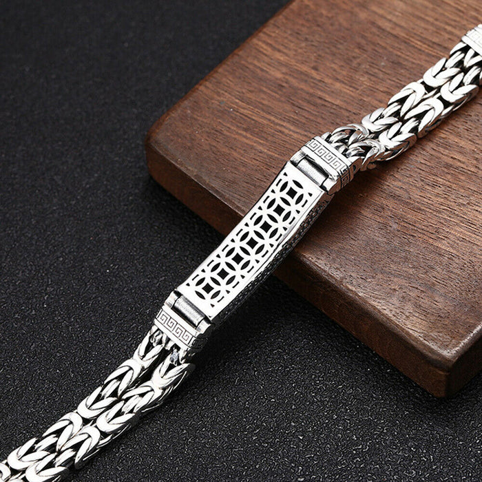 Real Solid 925 Sterling Silver Bracelet Om Mani Padme Hum Braided Jewelry 7.1" 7.9"