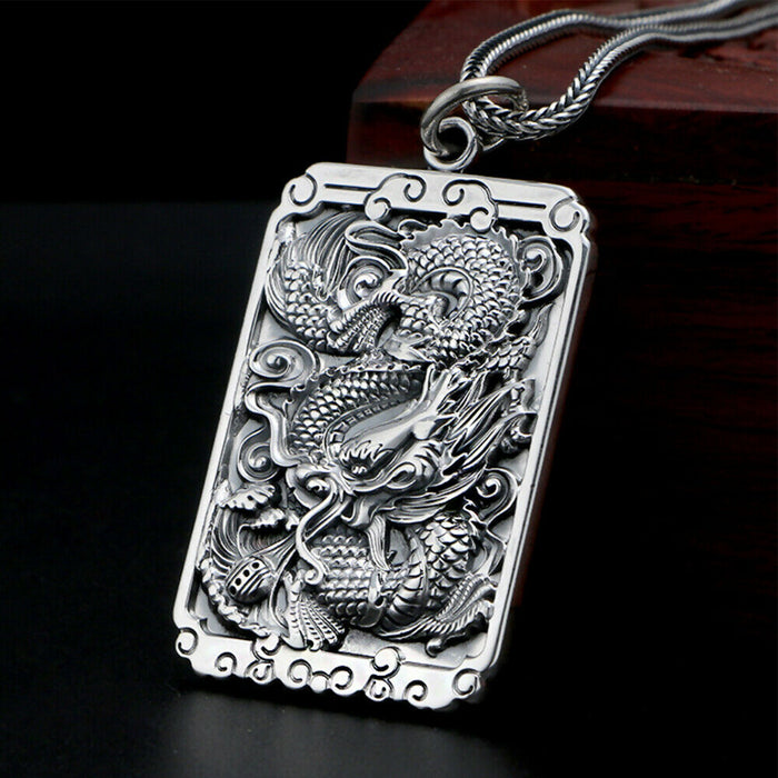 Men's Women's Real Solid 999 Sterling Silver Pendants Dragon Om Mani Padme Hum