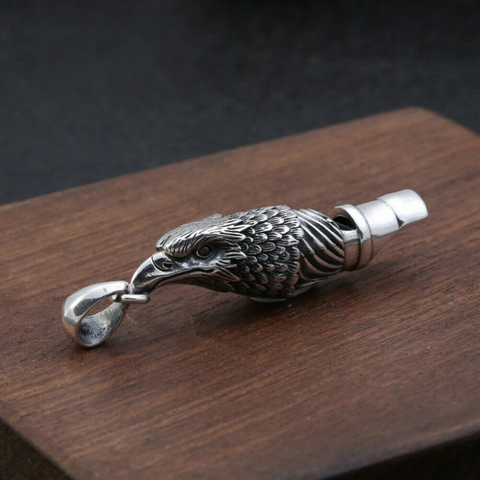 Men's Women's Real Solid 925 Sterling Silver Pendants Eagle Head Whistle Fashion