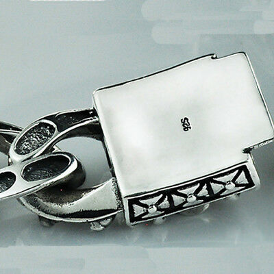 Men's Solid 925 Sterling Silver Bracelets Cuban Link Chain Skulls Punk Jewelry 7.7" - 8.9"