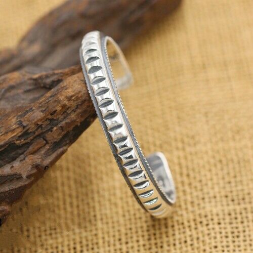Real Solid 925 Sterling Silver Cuff Bracelet Bangle Simple and Smooth Fashion Jewelry